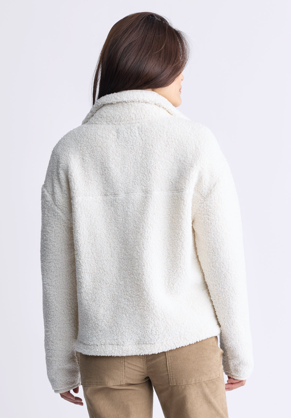 Sena Women's Sherpa Jacket with Chest Pocket. Egret White - JK0036F