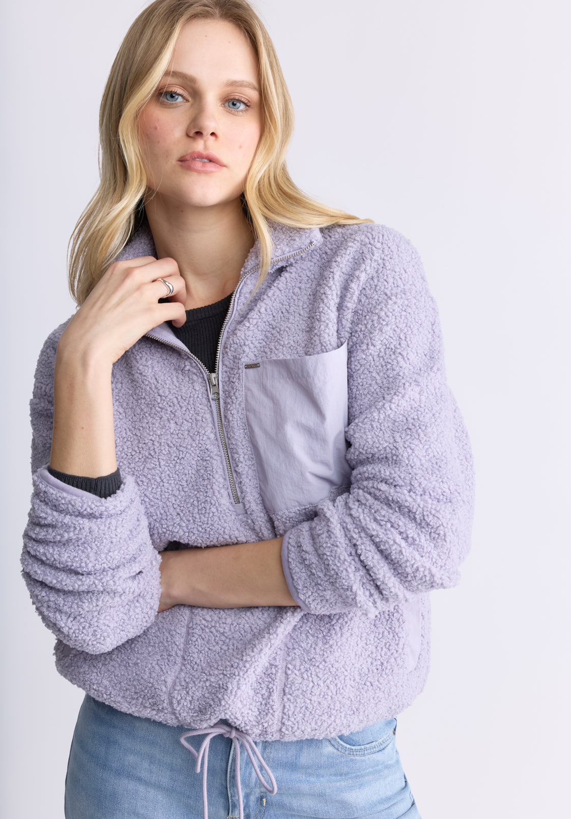 Sena Women's Sherpa Jacket with Chest Pocket. Thistle Purple - JK0036F