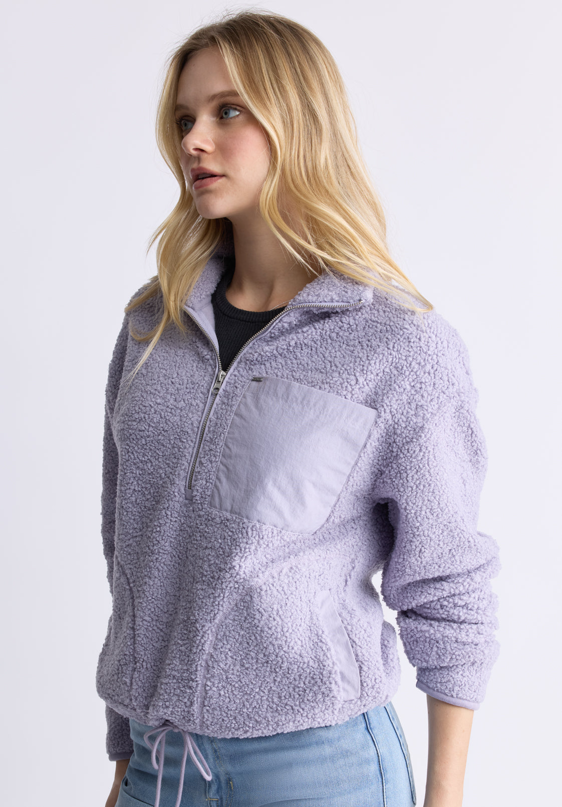Sena Women's Sherpa Jacket with Chest Pocket. Thistle Purple - JK0036F
