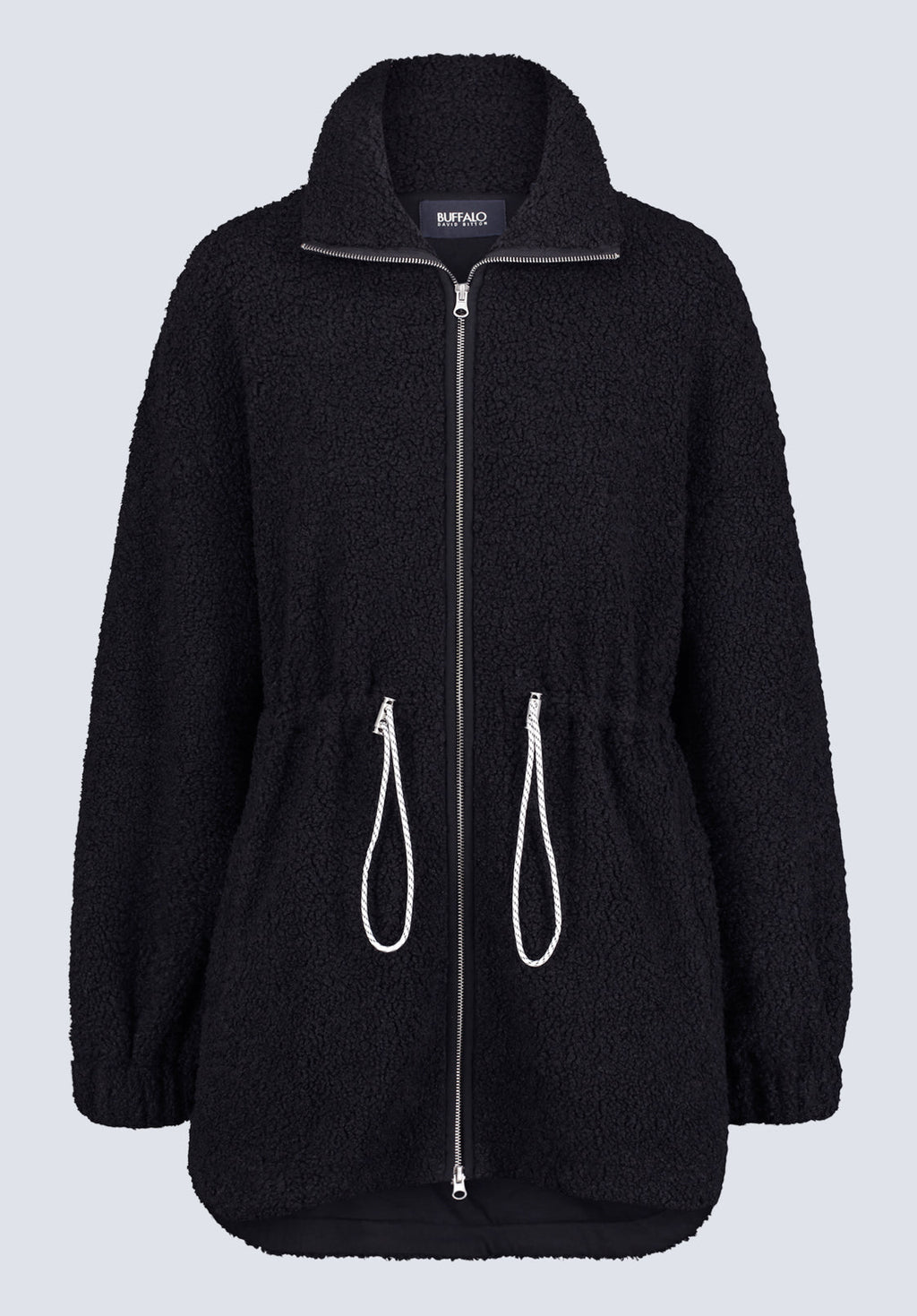 Citra Women's Cinch-Waist Full-Zip Sherpa Coat. Black  - JK0038F