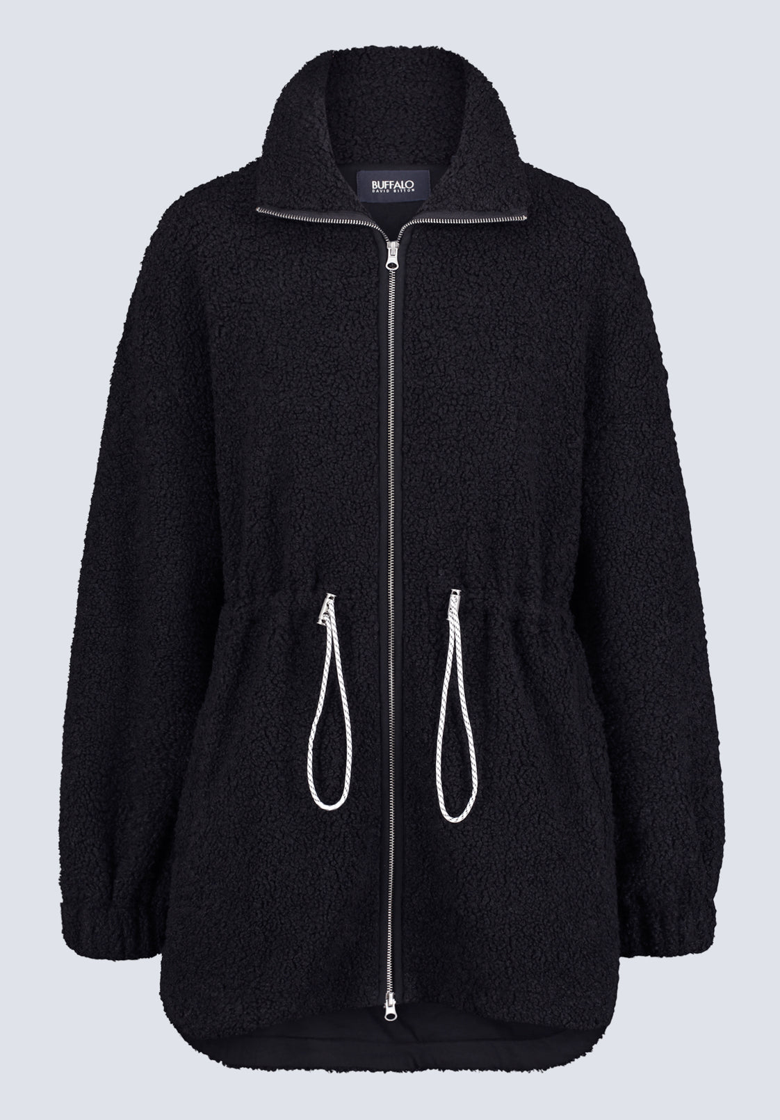 Citra Women's Cinch-Waist Full-Zip Sherpa Coat. Black  - JK0038F