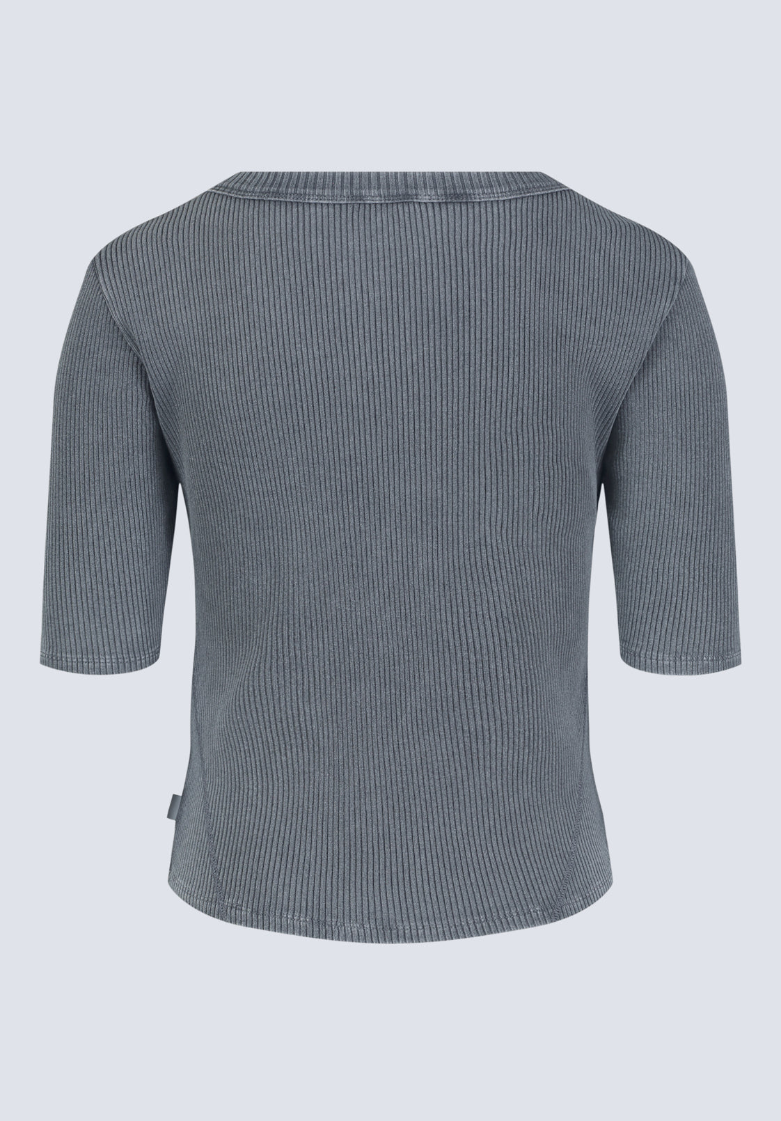 Tabbey Women's Elbow-Length Sleeve Ribbed Top. Raven Grey  - KT0152F