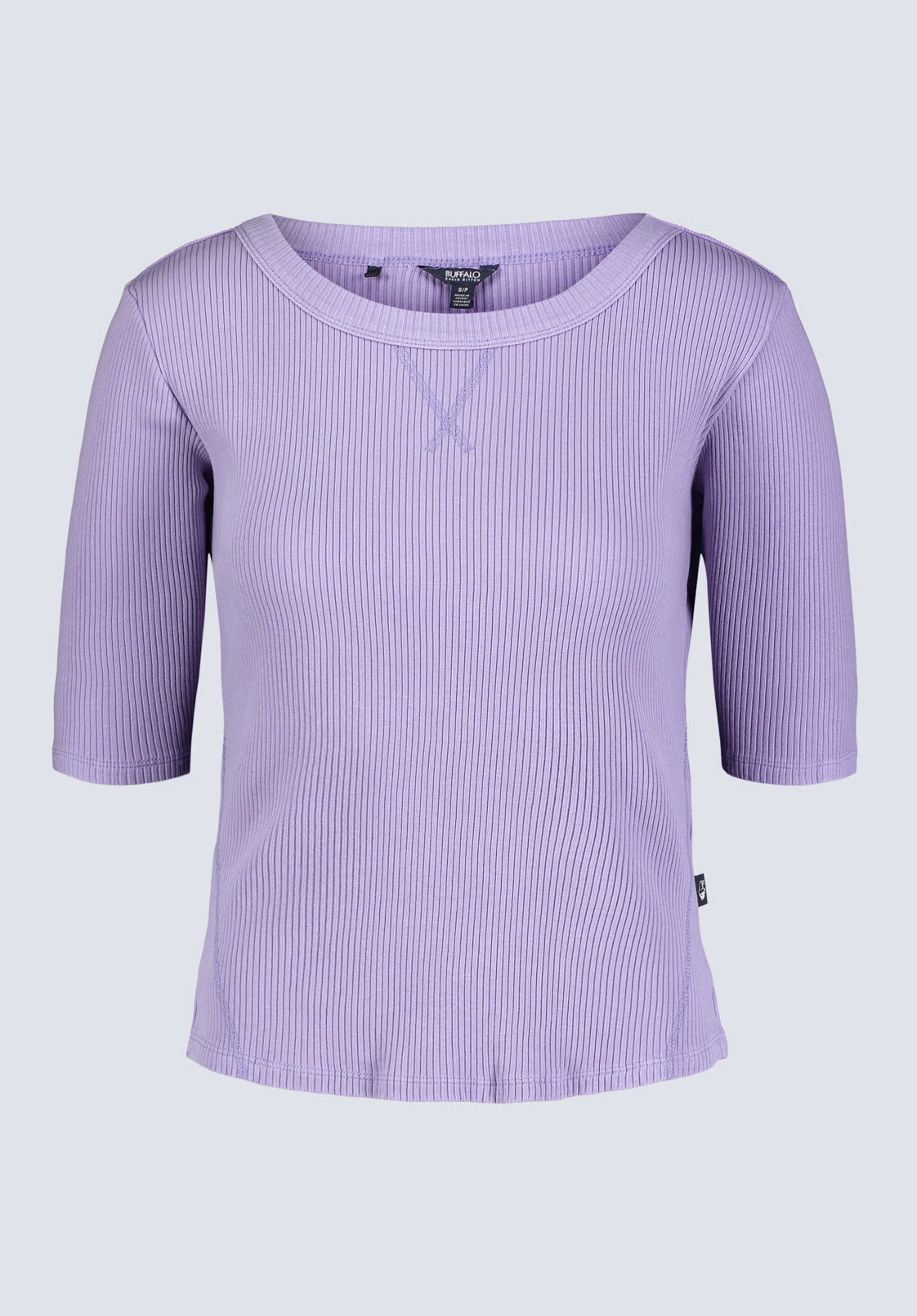 Tabbey Women's Elbow-Length Sleeve Ribbed Top. Purple - KT0152F