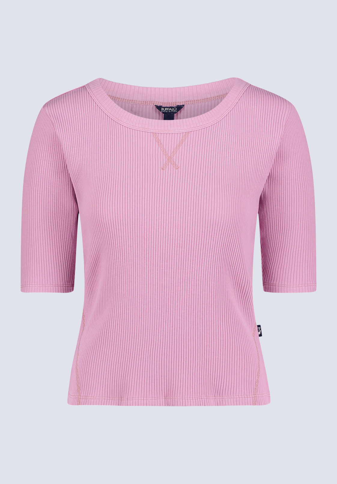 Tabbey Women's Elbow-Length Sleeve Ribbed Top. Lilas Pink - KT0152F