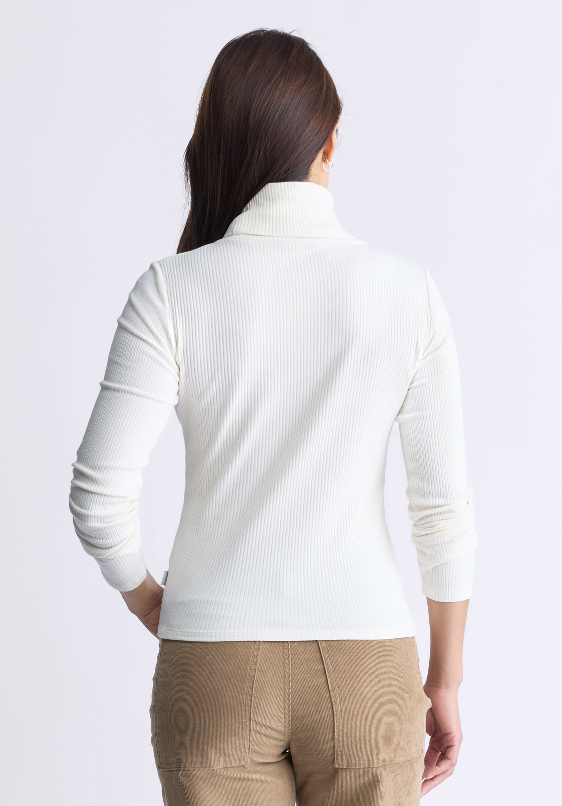Mavra Women's Ribbed Turtleneck Top. Egret White - KT0164F
