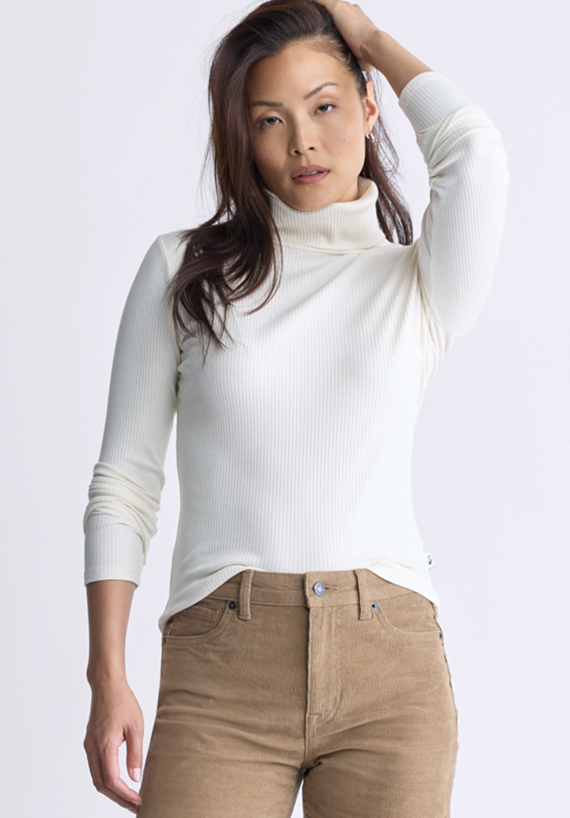 Mavra Women's Ribbed Turtleneck Top. Egret White - KT0164F