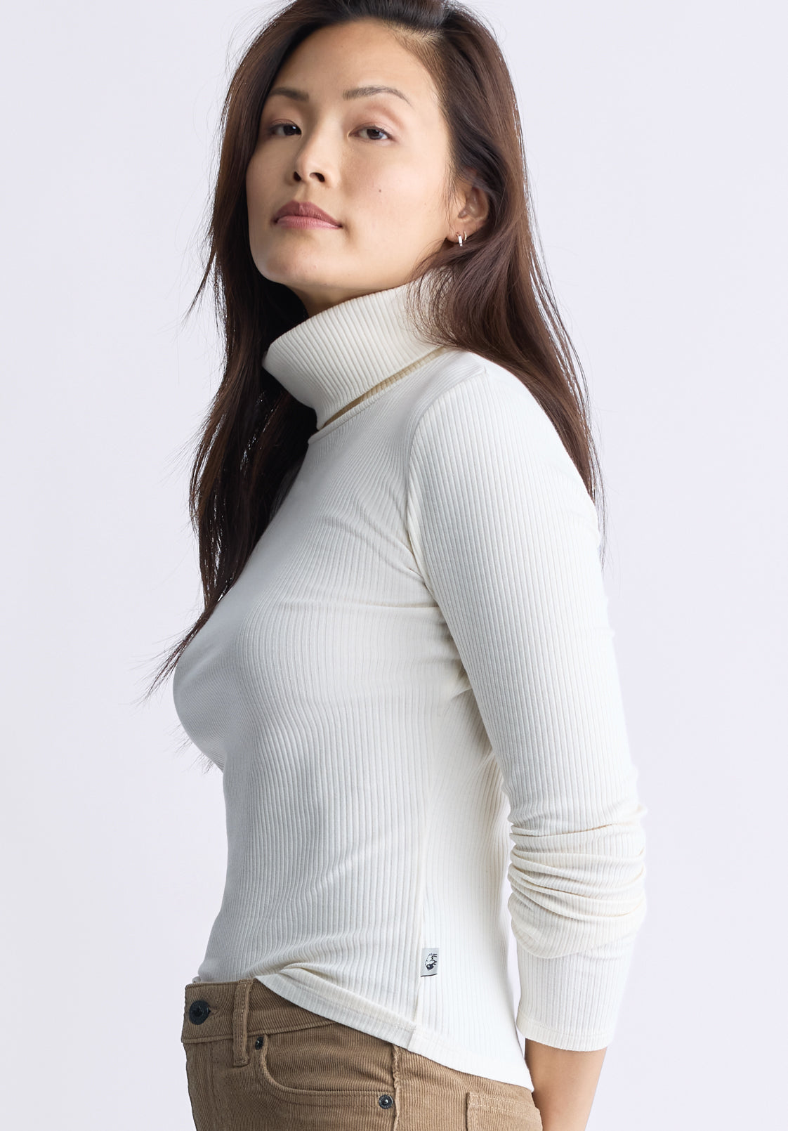 Mavra Women's Ribbed Turtleneck Top. Egret White - KT0164F