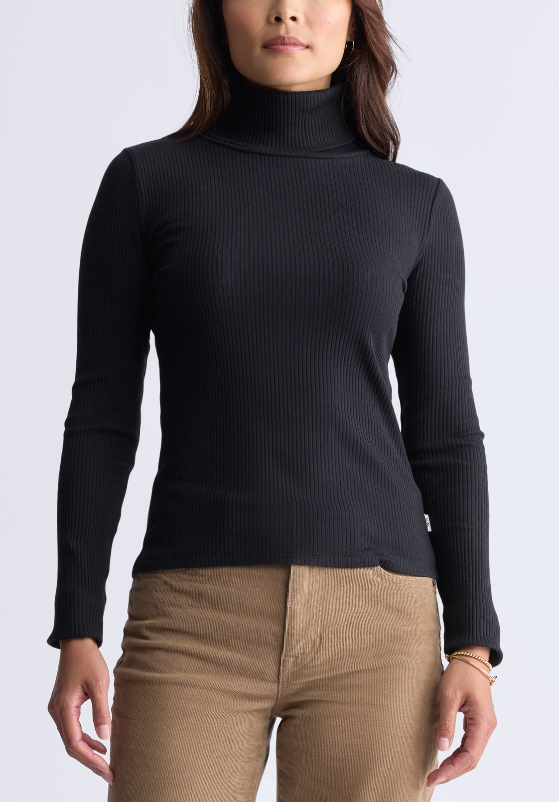 Mavra Women's Ribbed Turtleneck Top. Black - KT0164H
