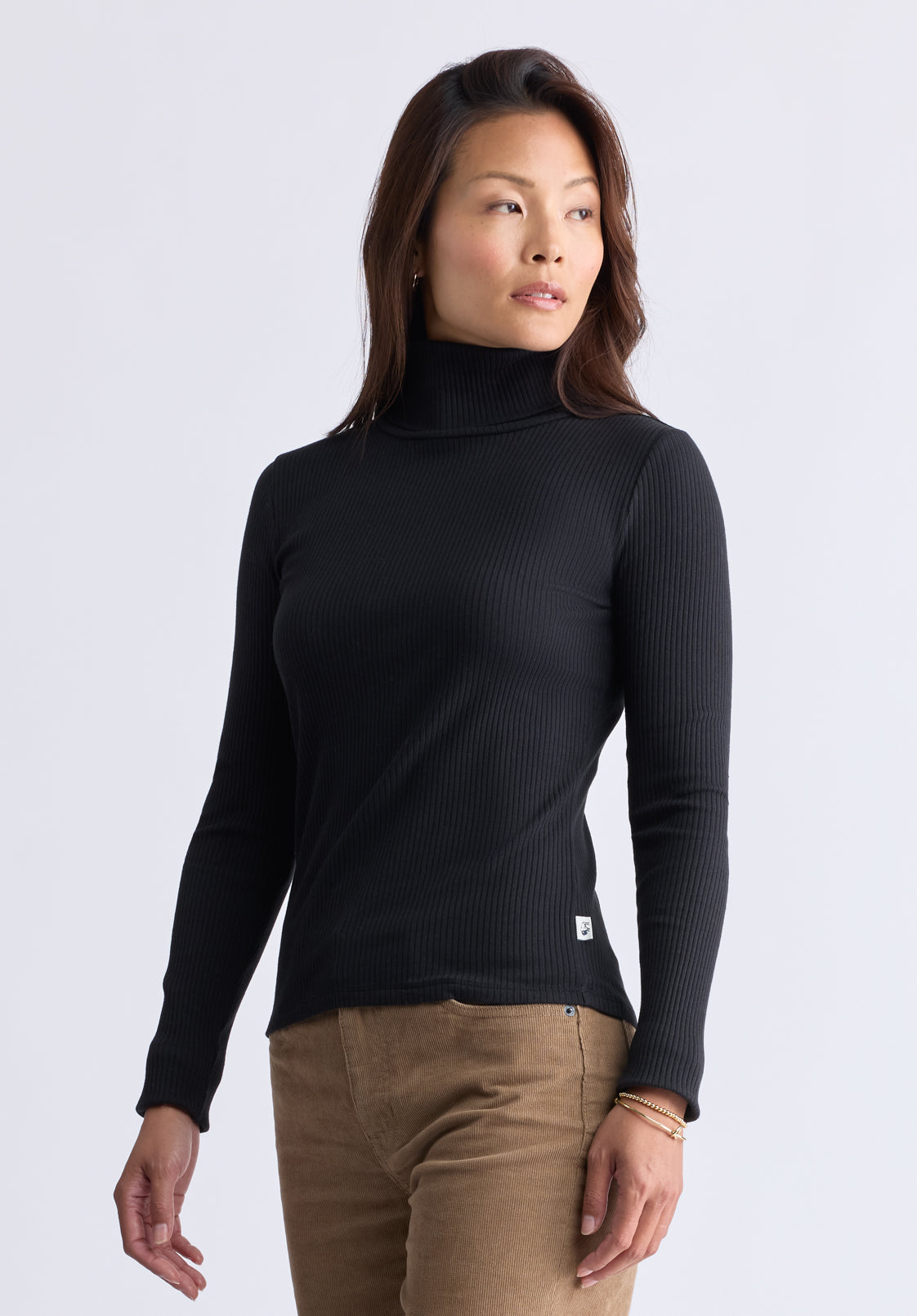 Mavra Women's Ribbed Turtleneck Top. Black - KT0164H