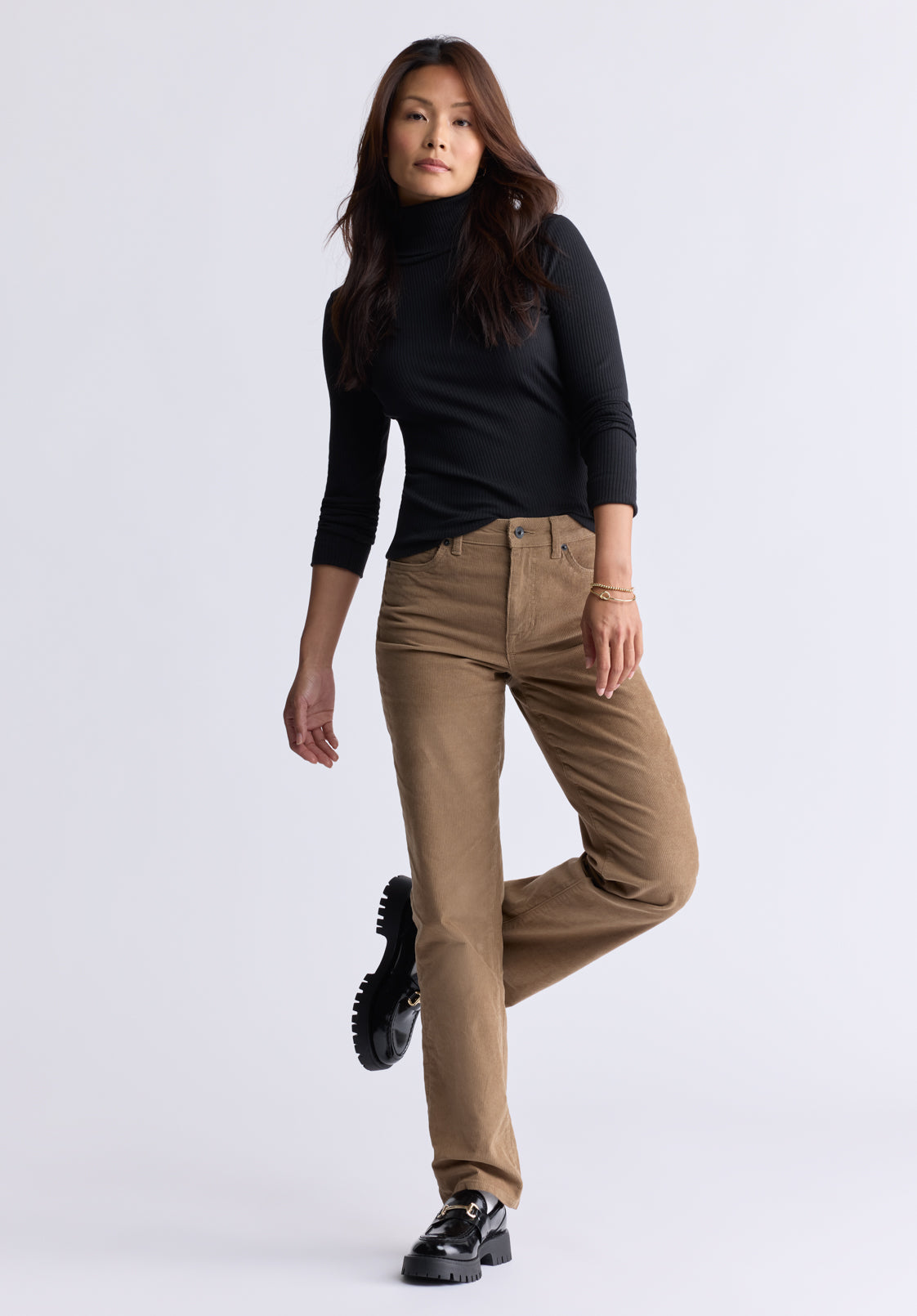 Mavra Women's Ribbed Turtleneck Top. Black - KT0164H