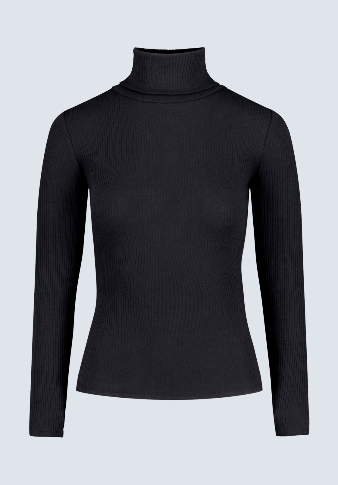 Mavra Women's Ribbed Turtleneck Top. Black - KT0164H