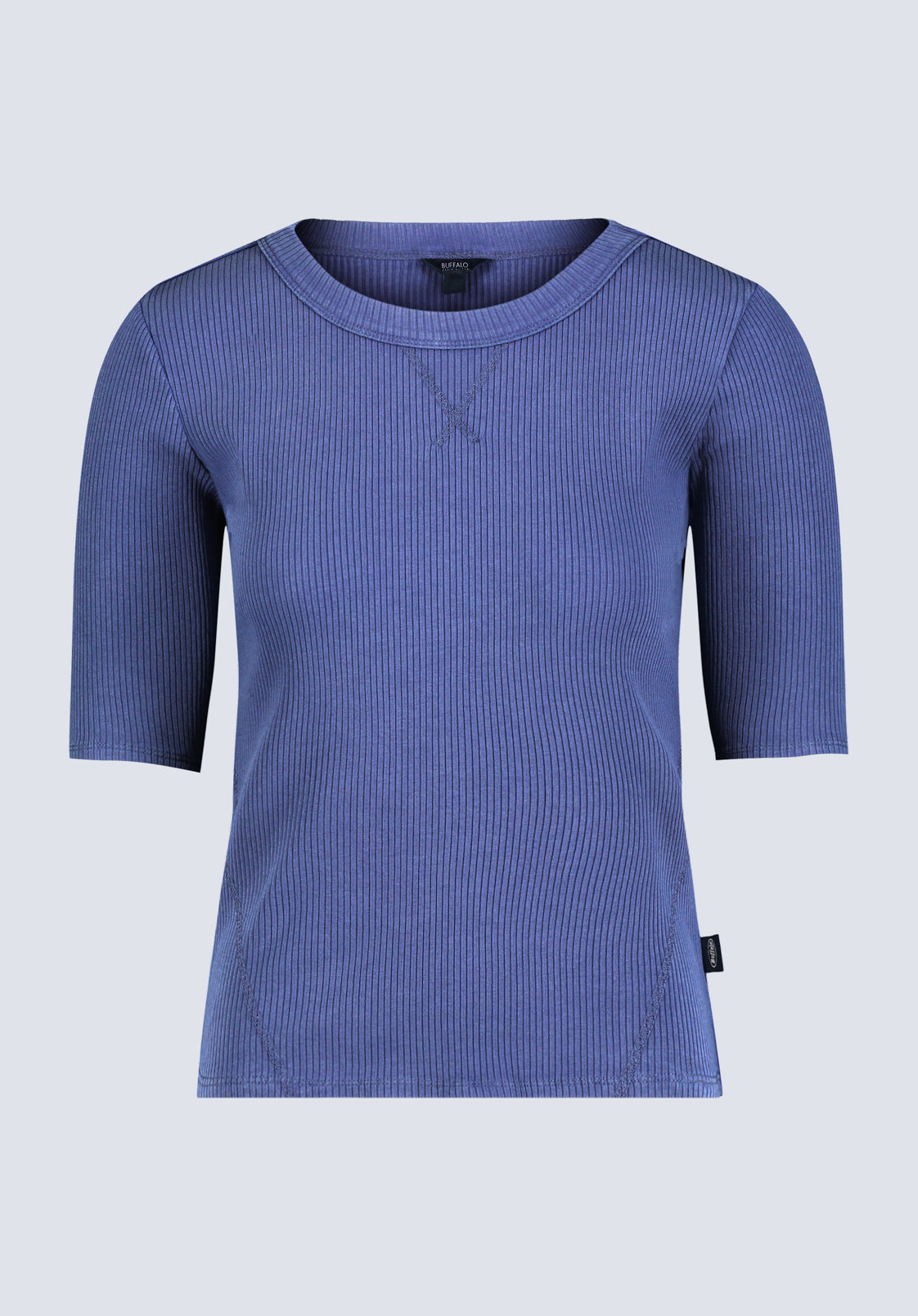 Tabbey Women's Ribbed Half-Sleeve Top. Blue - KT0172H