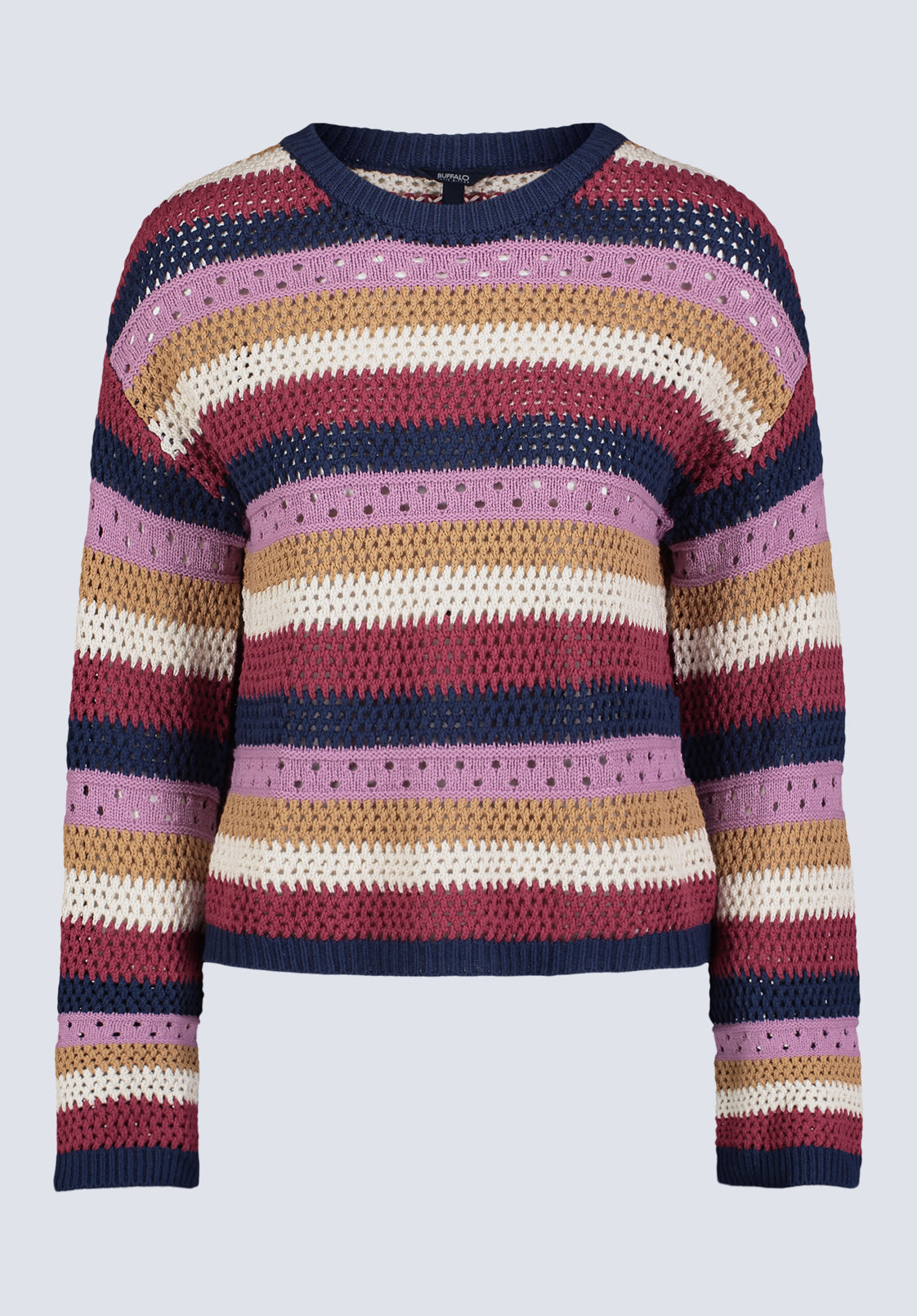Wrenlee Women's Striped Openwork Knit Sweater. Beaujolais - SW0074F