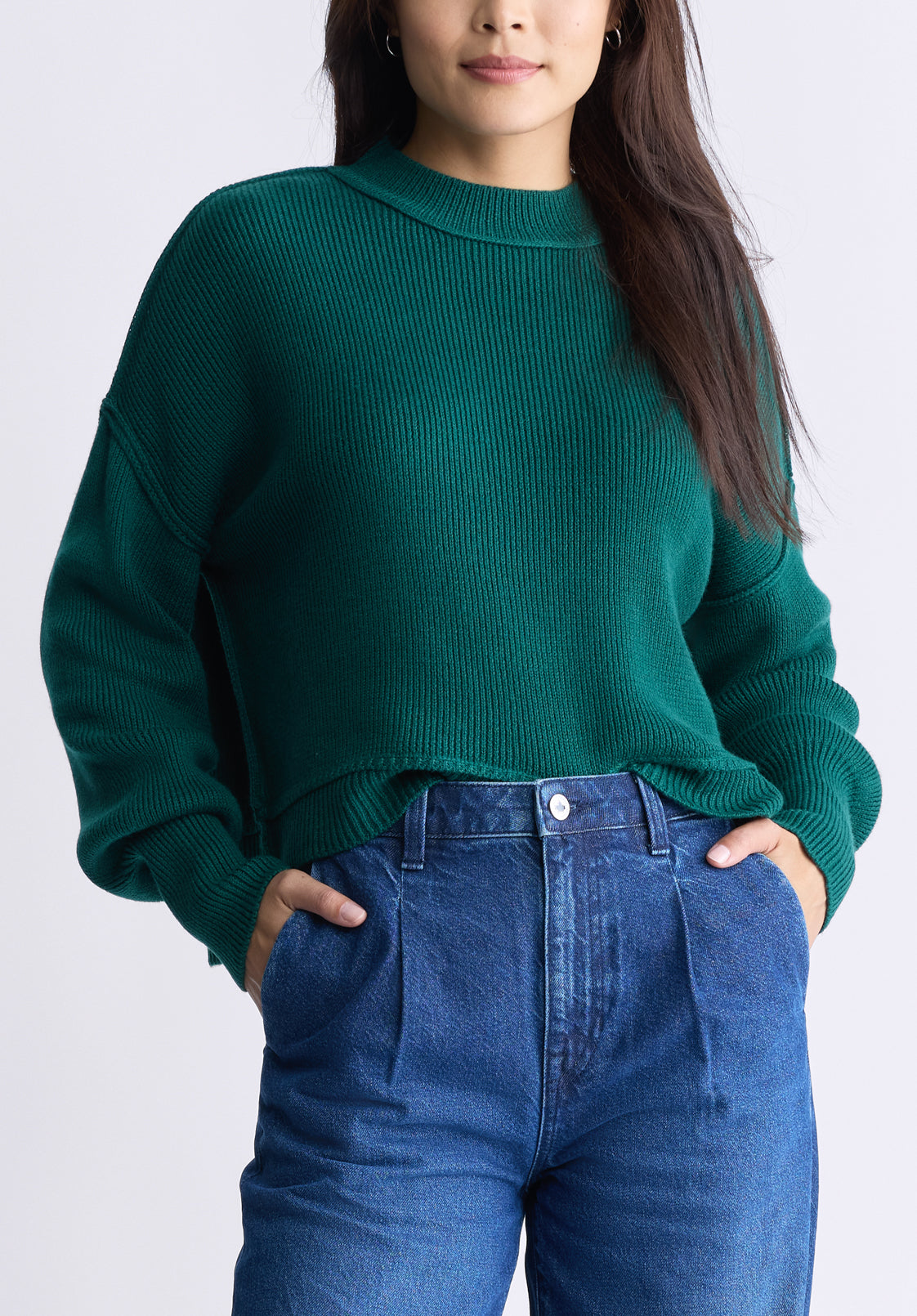 Seema Women's Long-Sleeve Loose-Fit Sweater. Forest Green - SW0095F