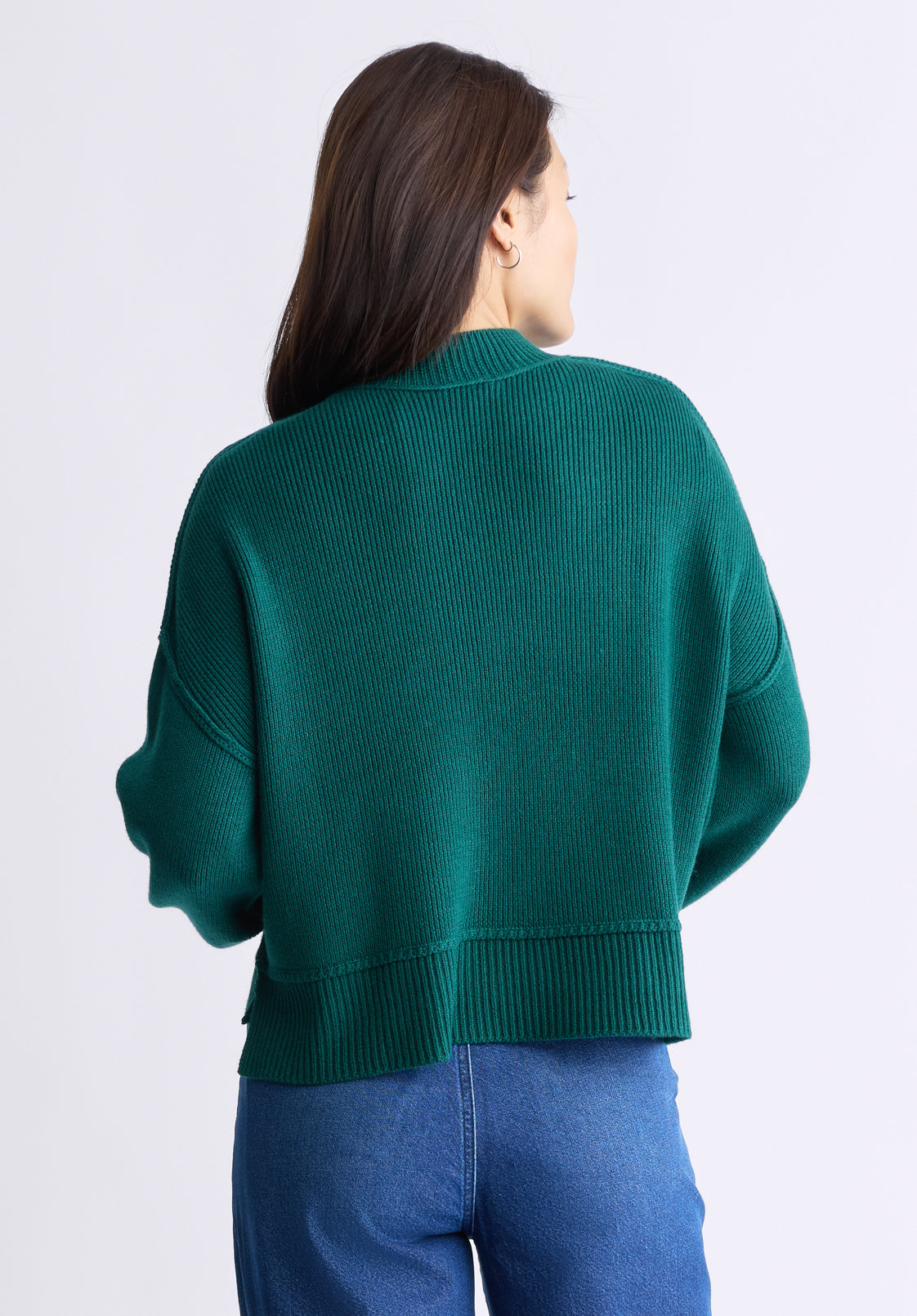 Seema Women's Long-Sleeve Loose-Fit Sweater. Forest Green - SW0095F