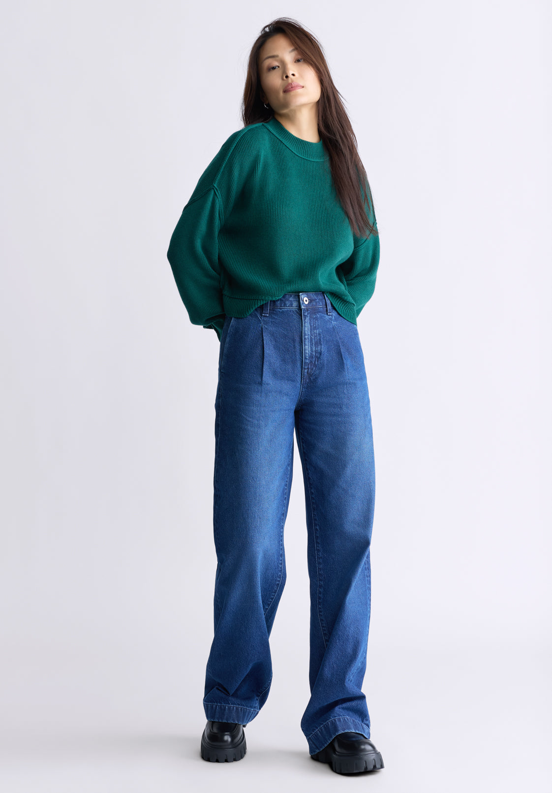 Seema Women's Long-Sleeve Loose-Fit Sweater. Forest Green - SW0095F