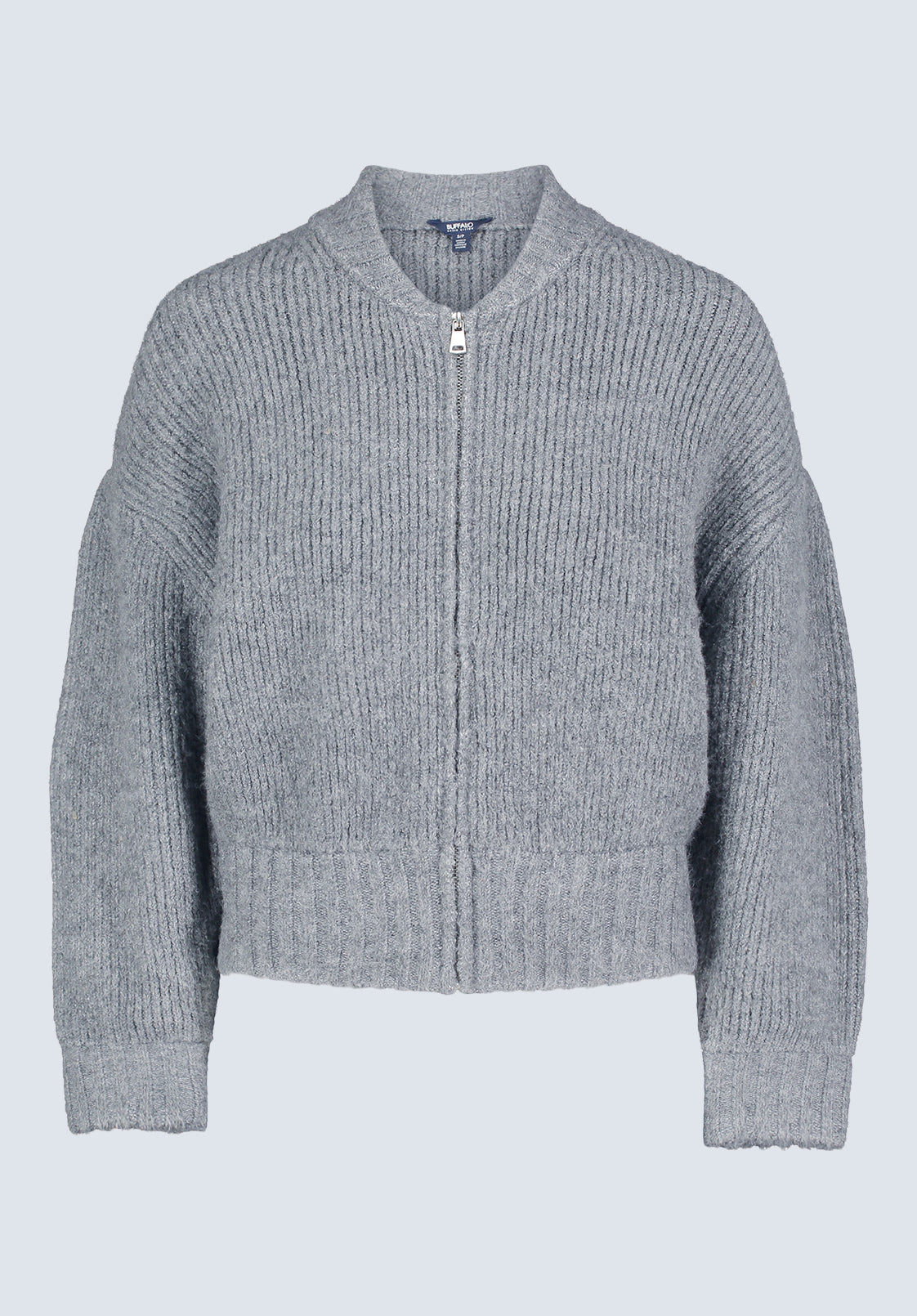 Rudie Women's Ribbed Knit Zip-Up Cardigan. Grey - SW0097H