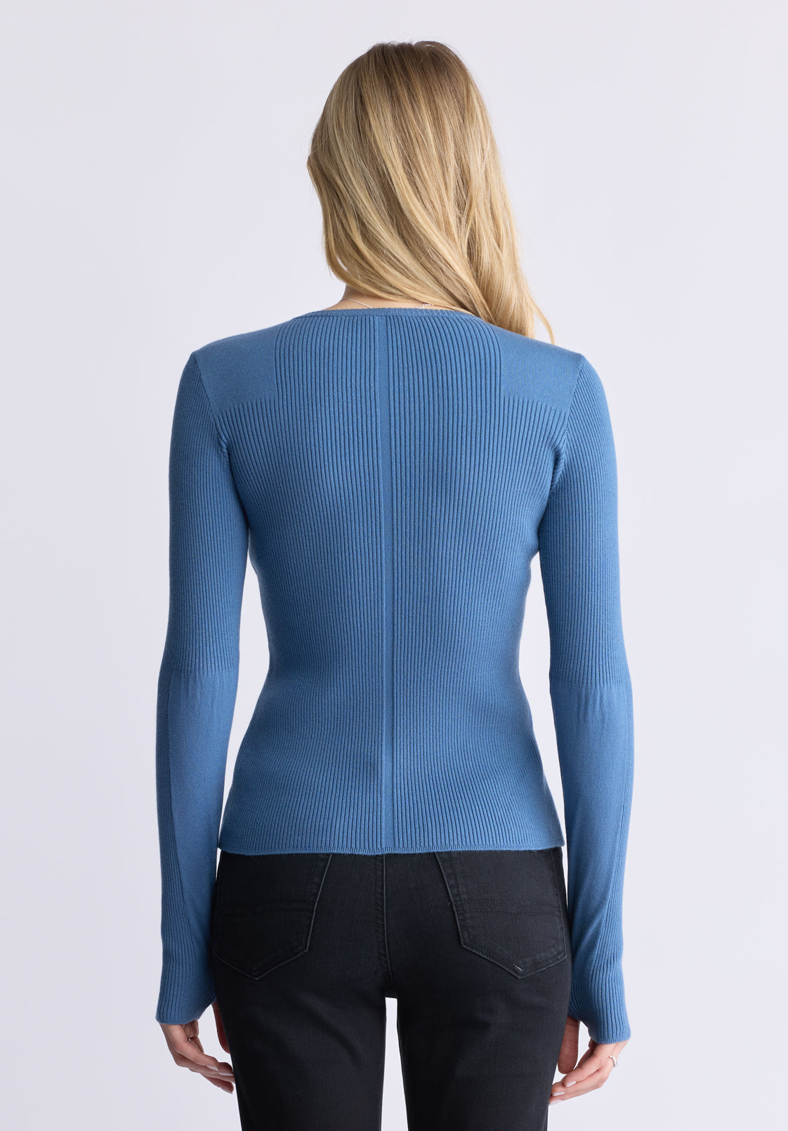 Zoella Women's Close-Fit Ribbed Sweater Top. Coronet Blue  - SW0098F