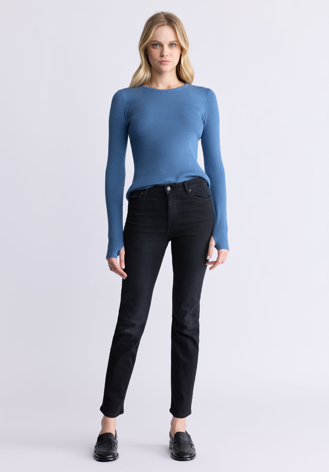 Zoella Women's Close-Fit Ribbed Sweater Top. Coronet Blue  - SW0098F