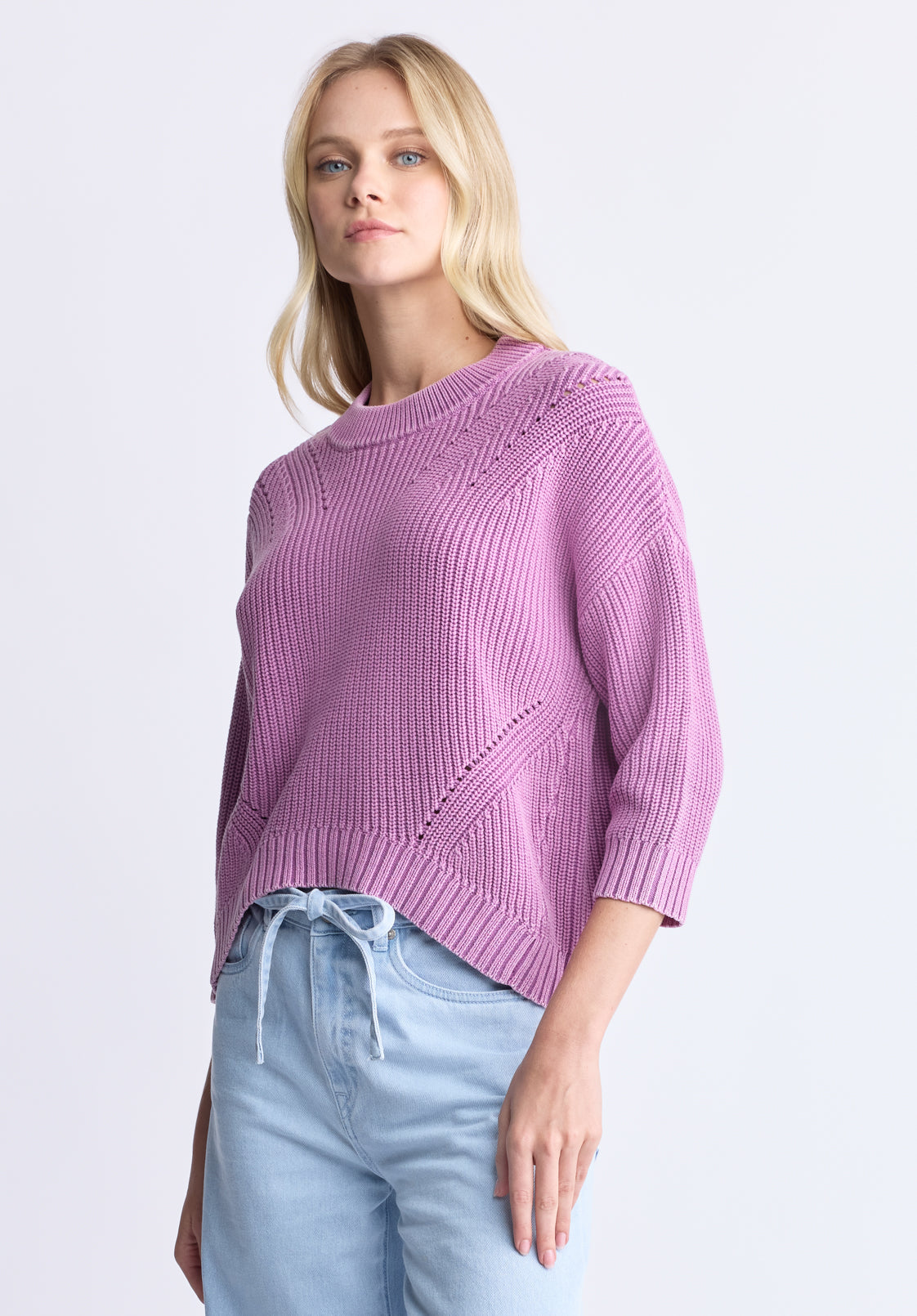 Kassanda Women's 3/4 Sleeve Knit Sweater. Purple - SW0100H