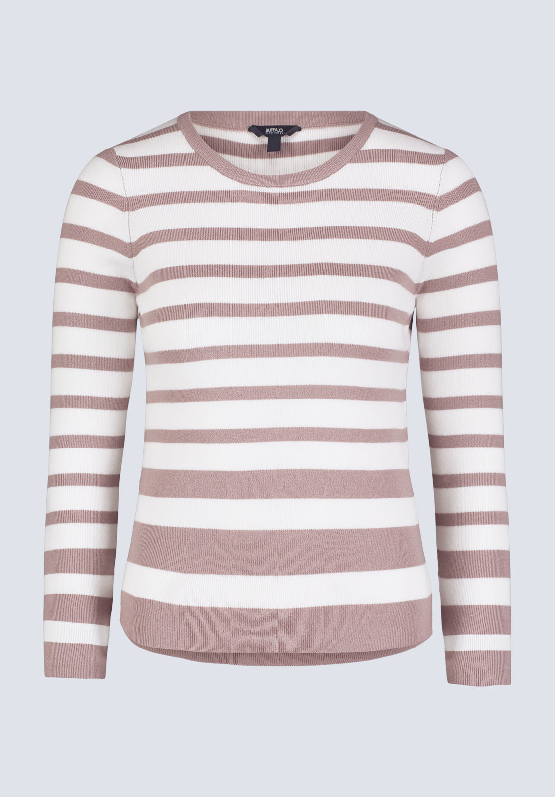 Scotlyn Women's Striped Long-Sleeve Sweater. White & Tan - SW0103H