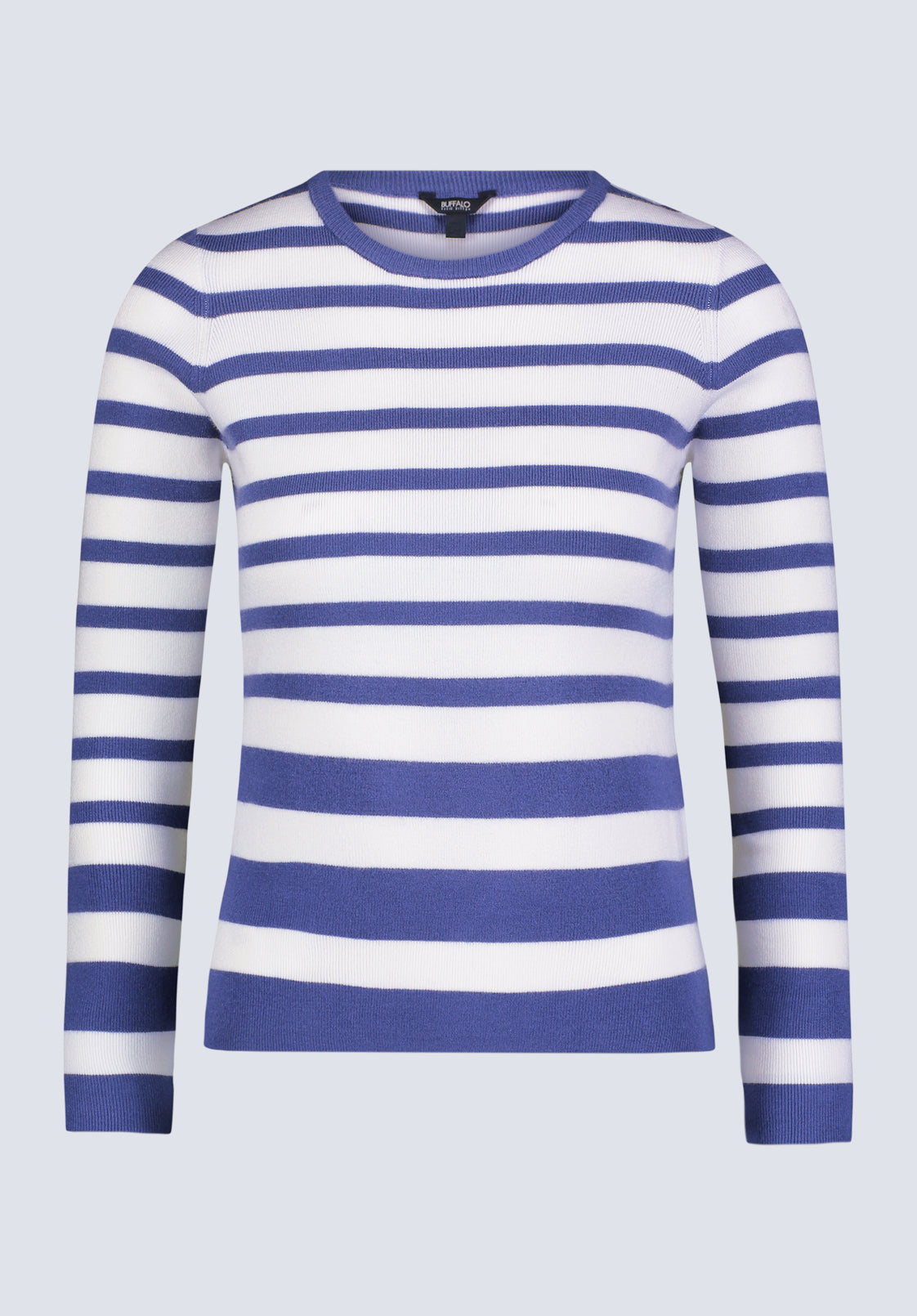 Scotlyn Women's Striped Long-Sleeve Sweater. White & Blue - SW0103H