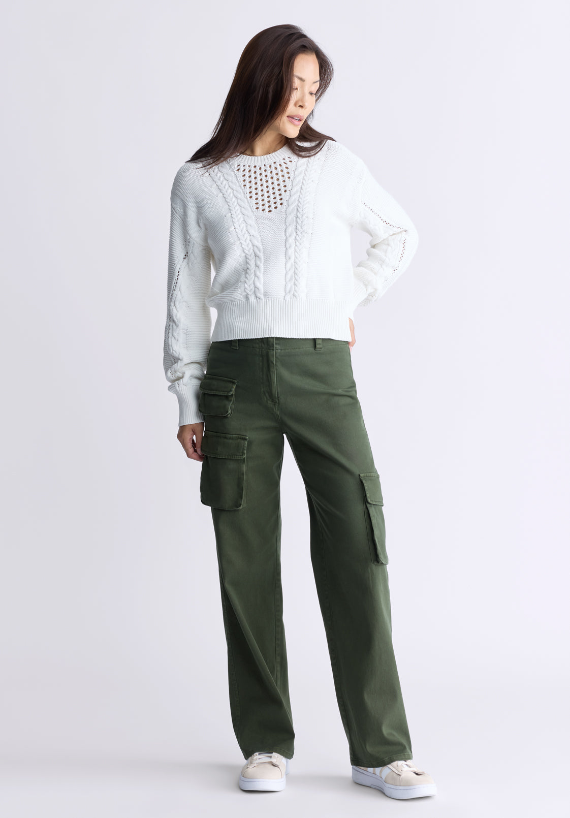 Fellie Women's Cargo Pants. Dark Green - WB0008F