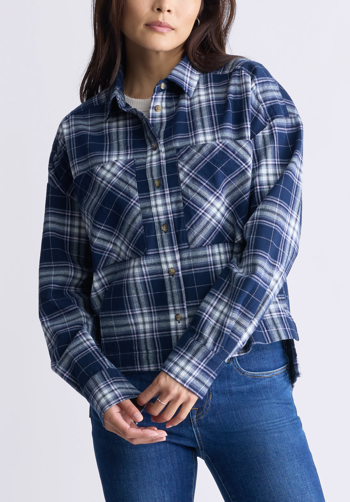Enid Women's Plaid Shirt. Navy - WT0126F