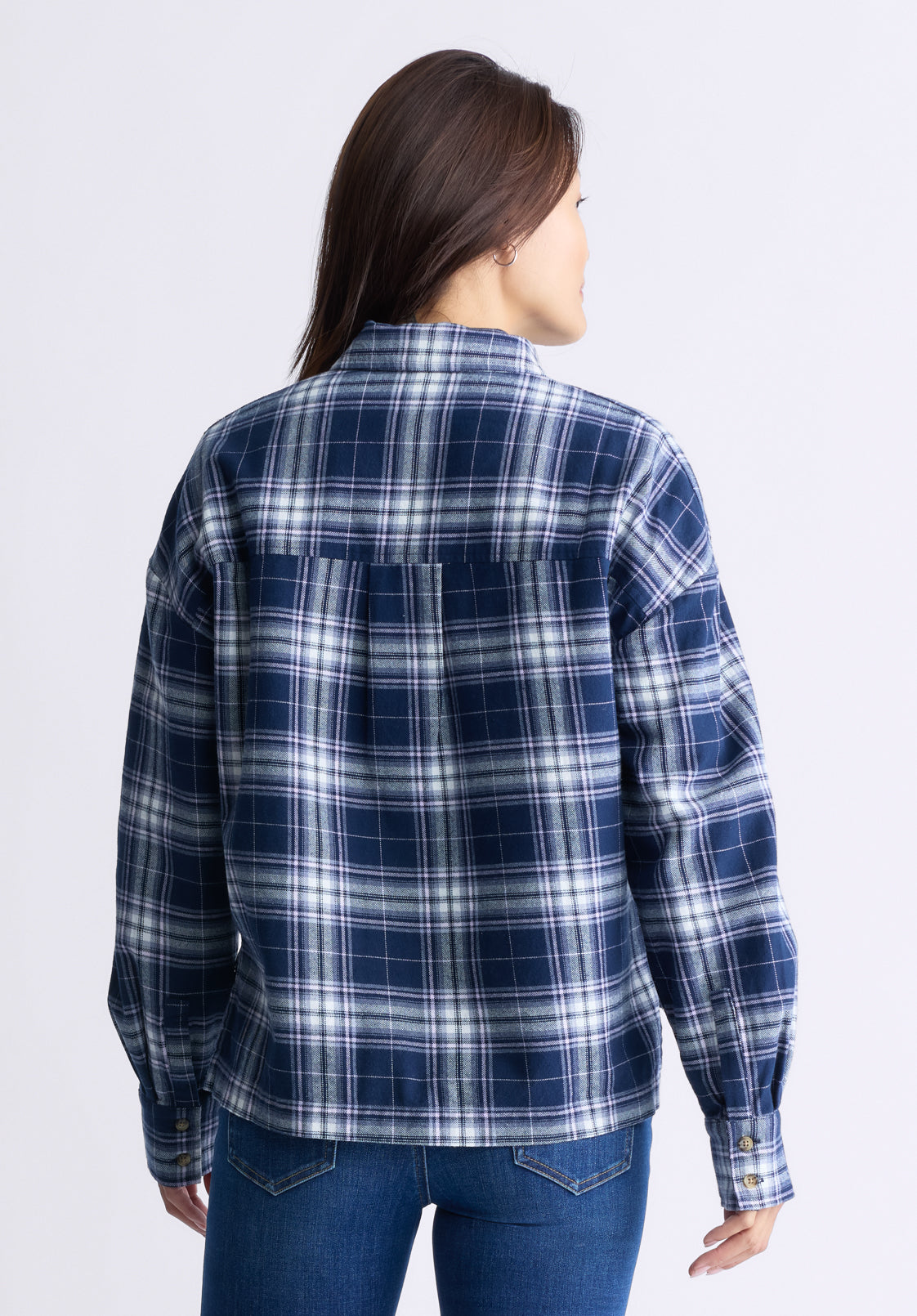 Enid Women's Plaid Shirt. Navy - WT0126F