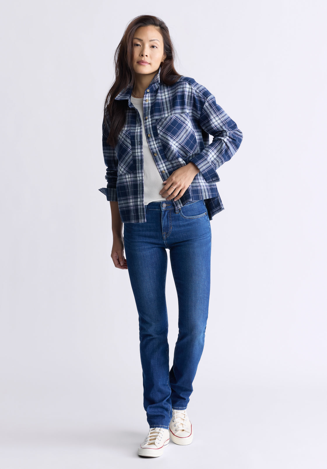 Enid Women's Plaid Shirt. Navy - WT0126F